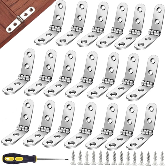 20-Pack Foldable Shelf Brackets w/ 80 Screws & Driver, Heavy-Duty Stainless Steel 90 Wall Mount