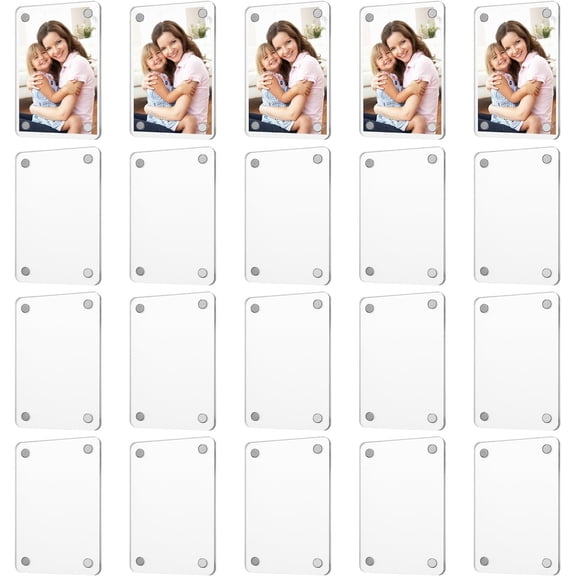 20 Pack  Fridge  Frame, Double Sided Clear Frameless Refrigerator  Photo Picture Frame for  Instax Mini, 2.36 x 3.54 Inch