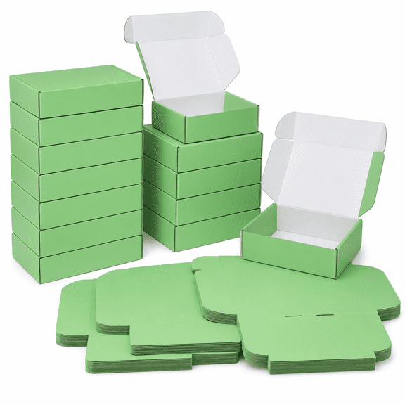 20 Pack Gift Shipping Boxes 12x9x4 Inch, Green Corrugated Cardboard Mailer Boxes for Small Business Packaging, Tab Lock Tuck Top