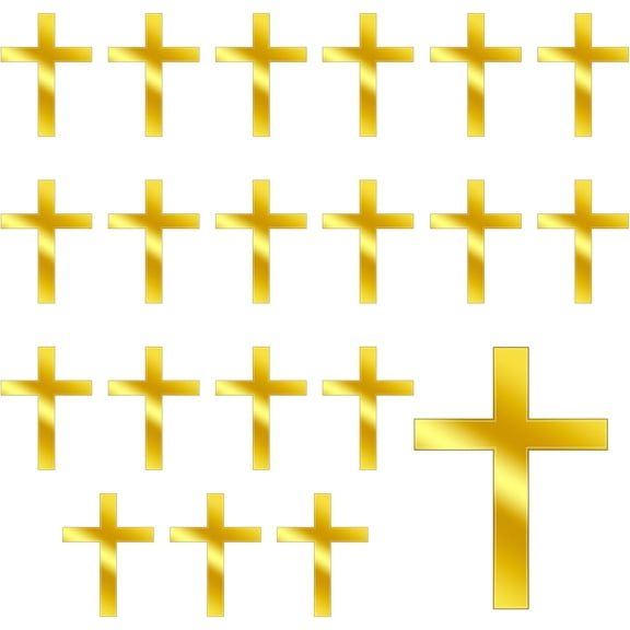 20-Pack Gold Mirror Acrylic Cross Cake Toppers, Elegant Religious Cupcake Picks for Baptism, Christening, First Communion, Wedding, and Christian Birthday Decorations