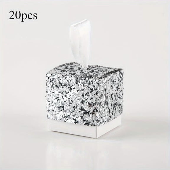 20 Pack Gold Silver Glitter Candy Boxes for Wedding Birthday Party Favors - 1.97 Inch Mini Paper Treat Boxes Compatible with Candies, Chocolates, and Small Gifts