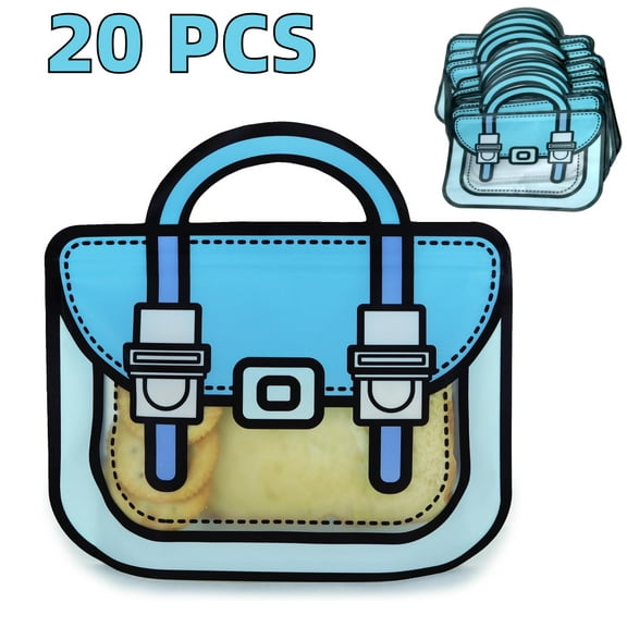 20 Pack Goodie Bags for Birthday Party Supplies - Cartoon Bulk Gift Bag for Favors, Food, and Candy with Resealable Ziplock Seal