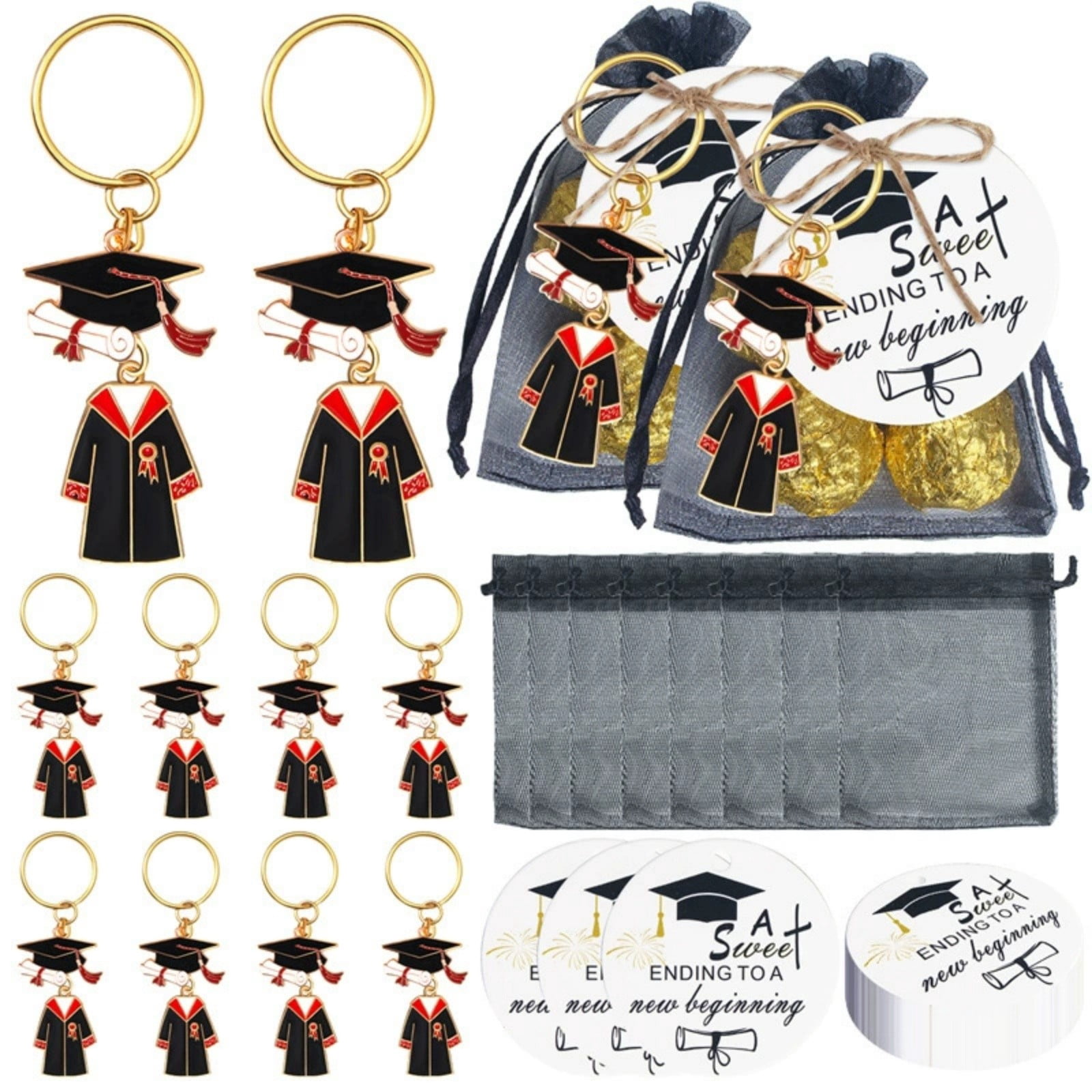 20 Pack Graduation Keychain Bulk Gift Set - Grad Keychains with ...