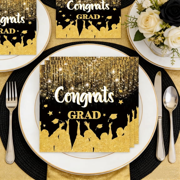 20 Pack Graduation Party Disposable Napkins, 16.5x16.5cm Folded 33x33cm Unfolded Paper Napkins, Absorbent Tissues for Graduation Ceremony, Party Table Decor & Celebration Supplies
