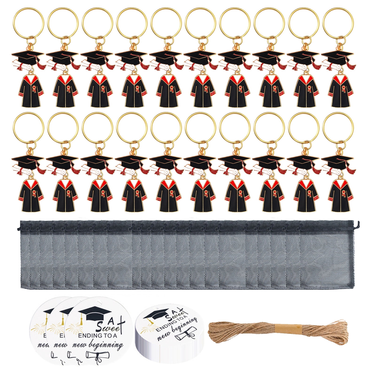 20 Pack Graduation Theme Key Rings Academic Celebration Keychains with ...