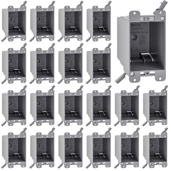 20 Pack Gray Old Work Electrical Outlet Box 1-Gang Cubic Inch Ultra-deep PVC Plastic Junction for Switches Etl Listed Home Improvement