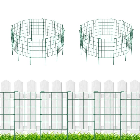 20-Pack Green Tall Extension Fence Panels - DIY Pet Barrier & Garden Border Fence for Yard, Patio & Outdoor Use