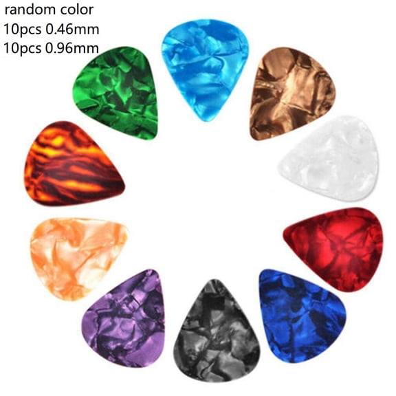20 Pack Guitar Picks Mixed Thickness (10x0.46mm + 10x0.96mm), Colorful Plectrums for Acoustic Electric Bass Ukulele, Random Colors Versatile Pick Set