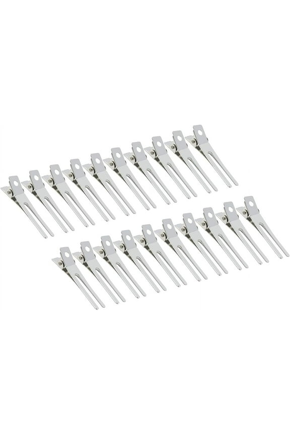 20 Pack Hairdressing Double Prong Curl Clips, 1.8'' Duck Billed Hair Clips, Metal Clips Hair Pins, Curl Setting Hair Clips for Women Styling Sectioning Hair Salon (Silver)