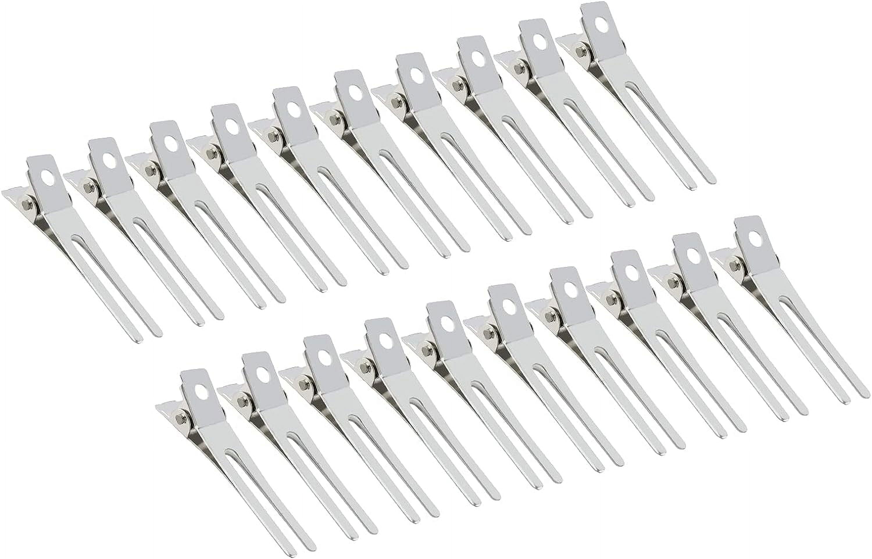 20 Pack Hairdressing Double Prong Curl Clips, 1.8'' Duck Billed Hair