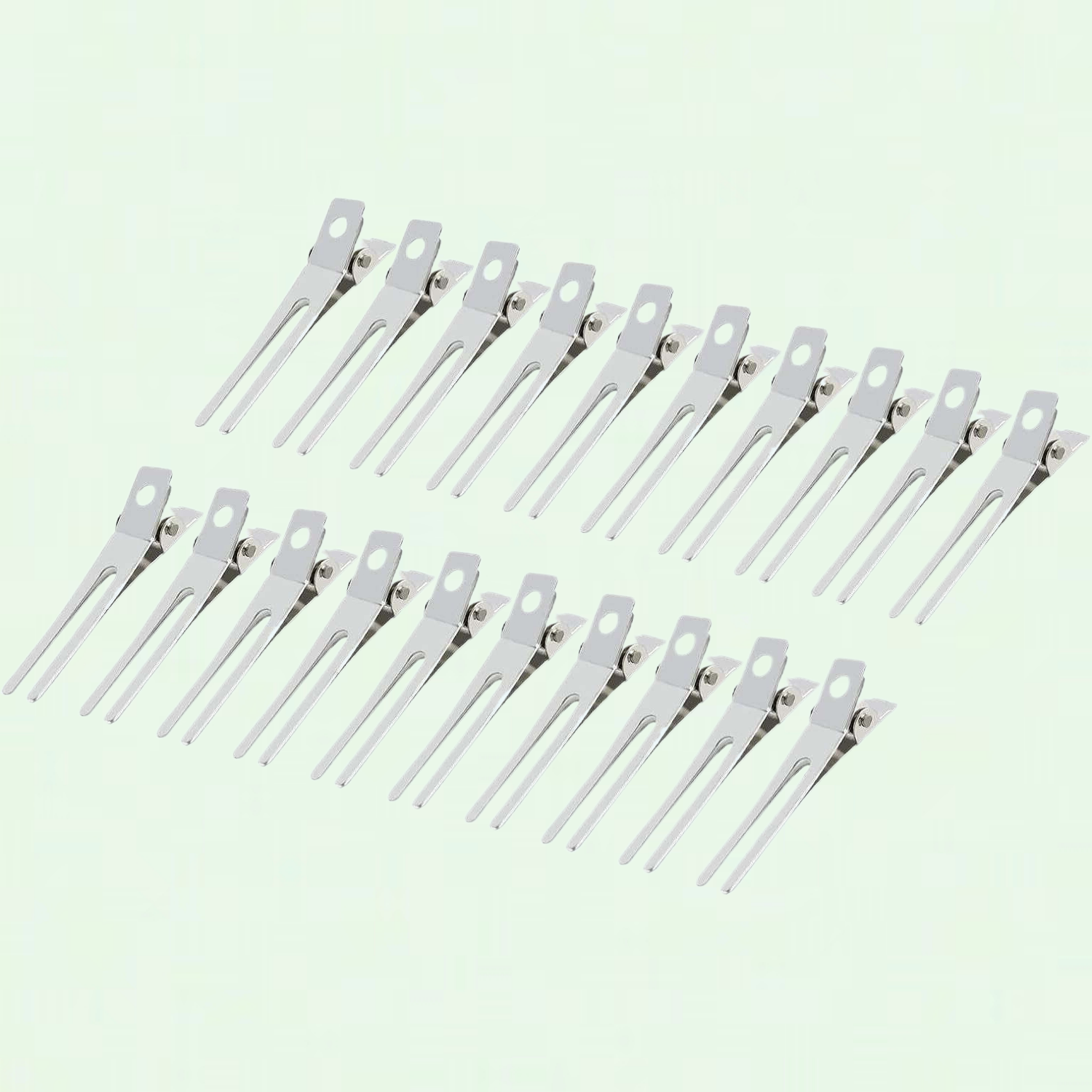 20 Pack Hairdressing Double Prong Curl Clips, 1.8'' Duck Billed Hair