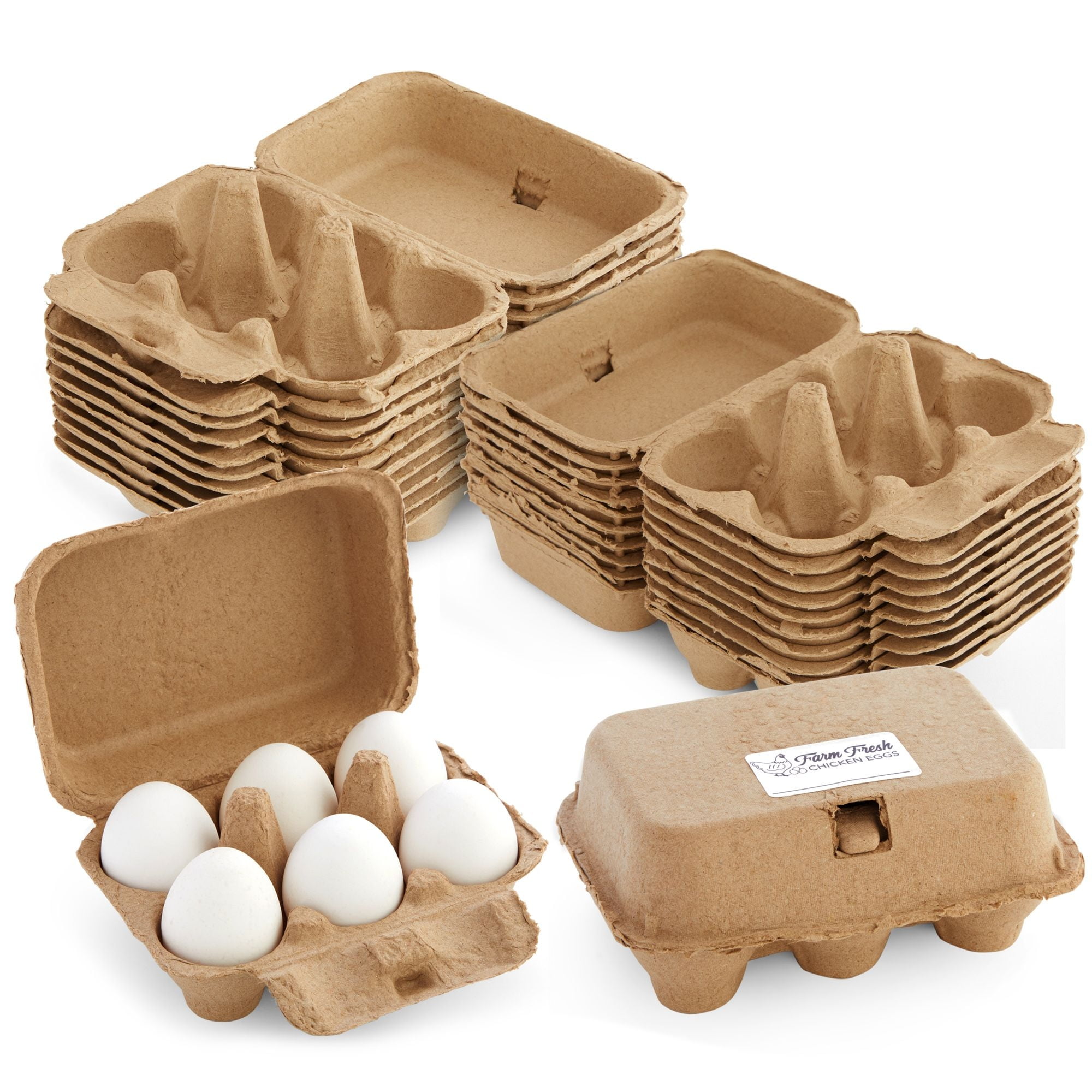 20-Pack Half Dozen Egg Cartons with 25 Farm Fresh Egg Labels, Reusable Egg  Tray Holder, Family Farm Market Travel Egg Storage Containers (6.2x4.5x2.8