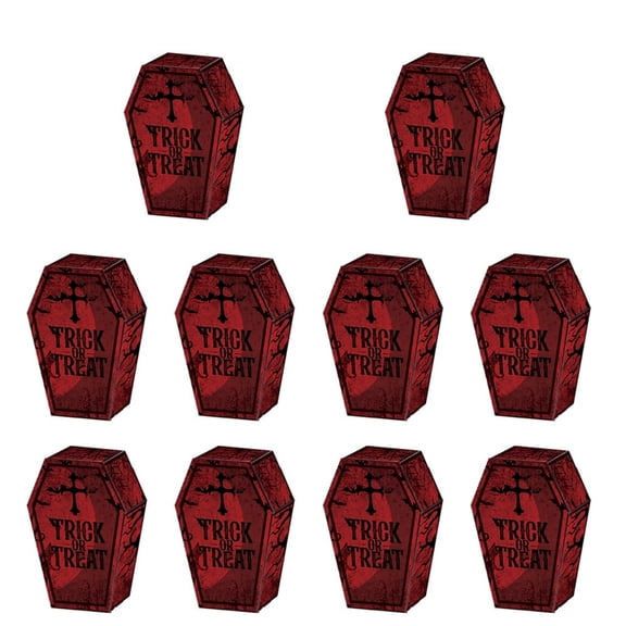 20-Pack Halloween Coffin‑Shaped Paper Treat Boxes,Skull Cross Candy Goodie Containers,DIY Assembly Favor Boxes