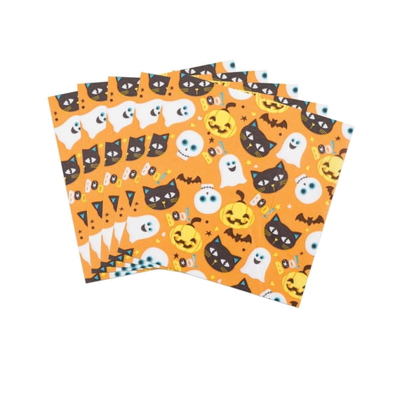 20 Pack Halloween Paper Napkins,Cute Pumpkin Ghost Bat Pattern Disposable Napkins for Livingroom Diningroom Party Table Supplie