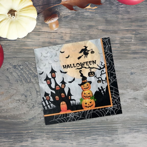 20 Pack Halloween Paper Tableware Set, Ghost Pumpkin Castle Disposable Plates Cups Napkins, 7"&9" Plates Party Supplies for Haunted House Dinner
