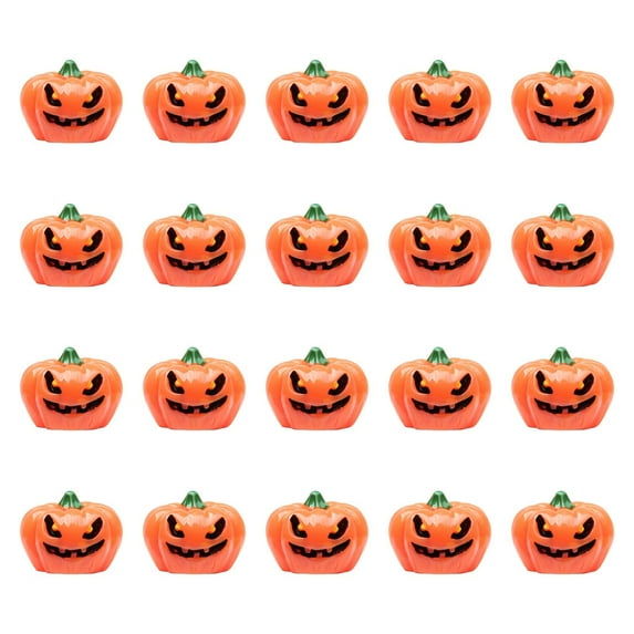 20 Pack Halloween Pumpkin Ornaments Resin Crafted for Tabletop Party Supplies Fairy Garden Yard Decoration