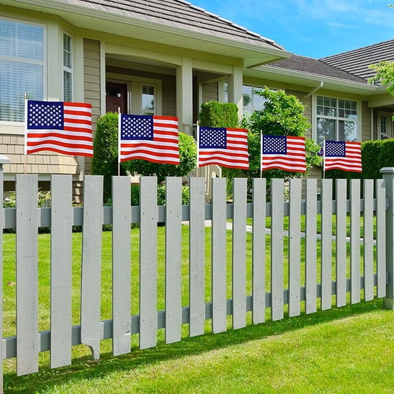 20 Pack Handheld American Stick Flags with Spear Top Great 8 x 12 Inch Wooden Stick American Flags for Patriotic Decorations or American Independence Day Celebrations