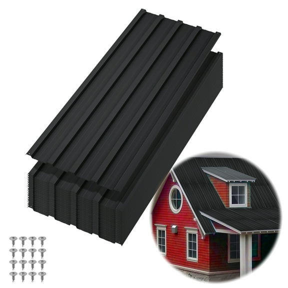 20-Pack Heavy Duty Corrugated Galvanized Steel Roofing Panels, Weatherproof Metal Sheets for Shed, Patio, Garage Roof