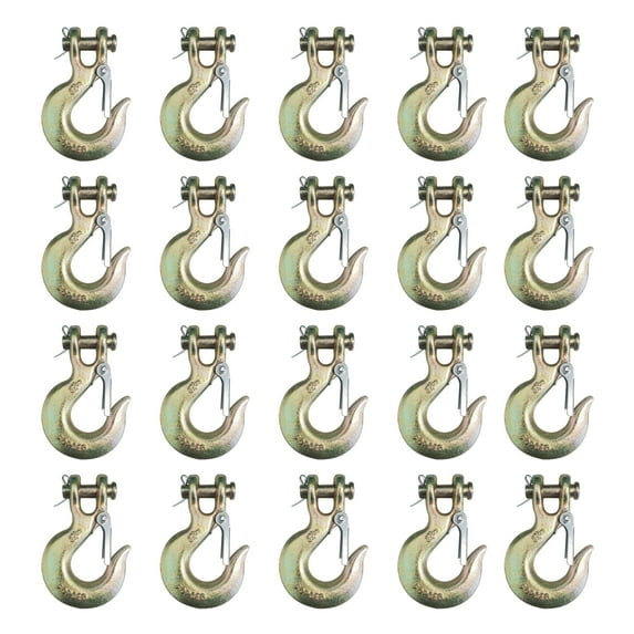 20 Pack Heavy Duty G70 5/16" Clevis Slip Hook w/ Safety Latch Flatbed Truck Trailer Transport Tow Chain Hook 4700 lbs WLL