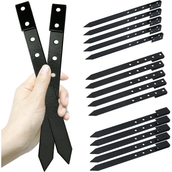20 Pack Heavy Duty Landscape Edging Stakes, 10 Inch Black Steel Garden Anchoring Spikes with Double-Hole Design, Rust-Resistant Ground Stakes for Edging, Tents &Outdoor Decorations