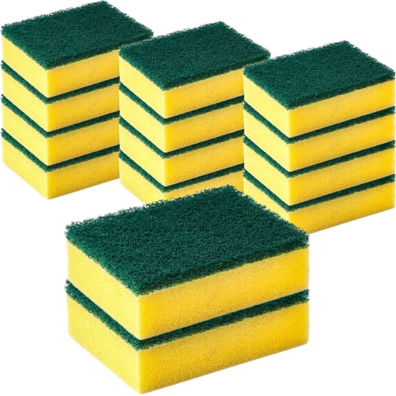 20 Pack Heavy Duty Scrub Sponge, Non-Scratch Super Absorbent Cleaning Kitchen Sponges, Sponge Scourers Multi-Use for Kitchen, Bathroom, Furniture, Dishes, Car & Steel Wash