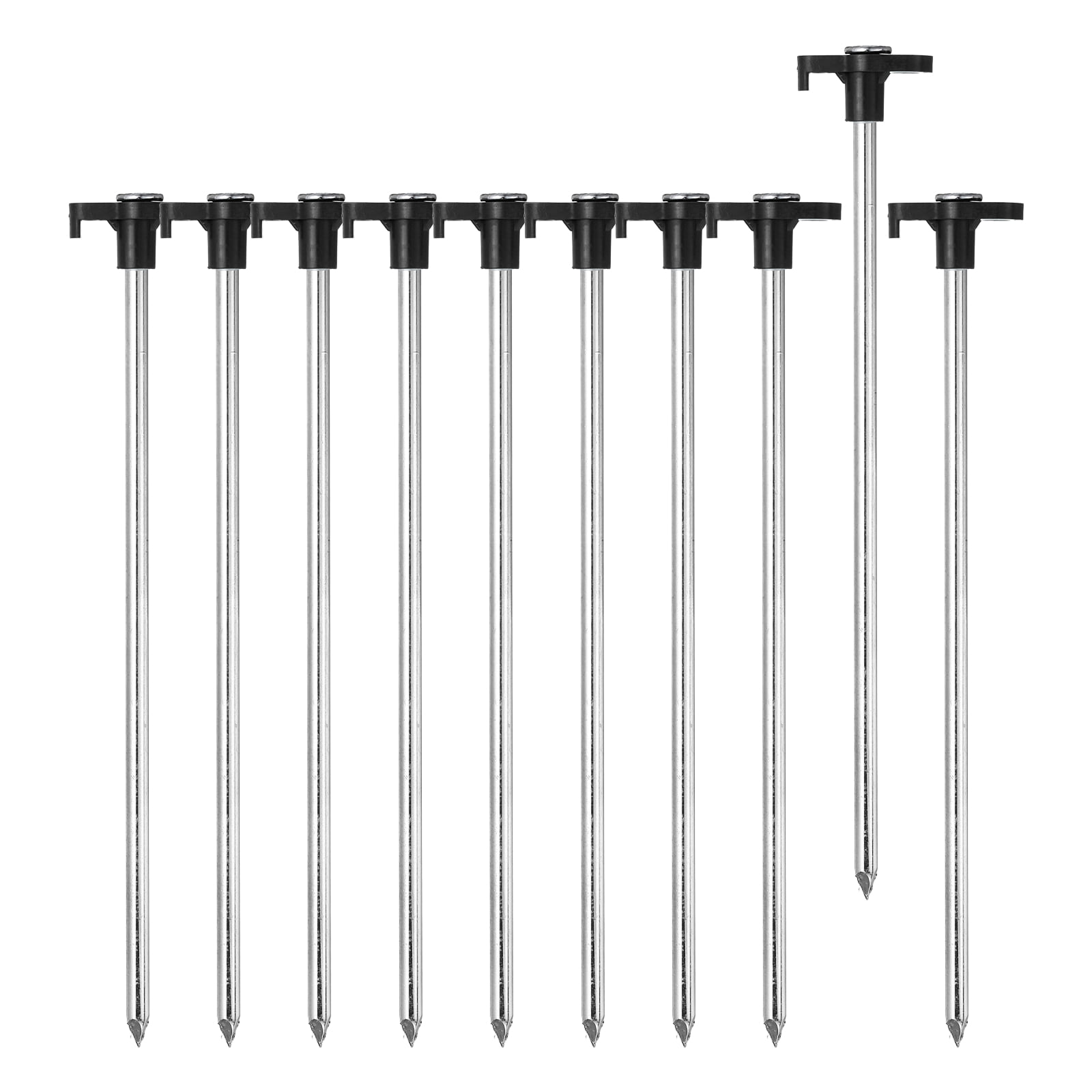 20 Pack Heavy Duty Tent Stakes, 10 Inch Non-Rust Metal Tent Pegs Camping Pegs Ground Stakes Tent Spike Canopy Anchors for Garden, Hiking Tarp Canopy Shelter Grassland, Black