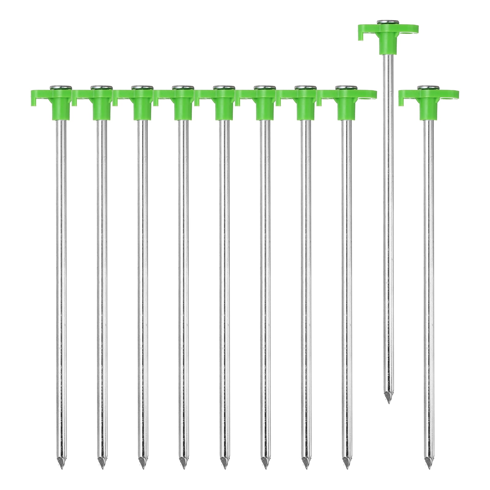20 Pack Heavy Duty Tent Stakes, 10 Inch Non-Rust Metal Tent Pegs Camping Pegs Ground Stakes Tent Spike Canopy Anchors for Garden, Hiking Tarp Canopy Shelter Grassland, Green