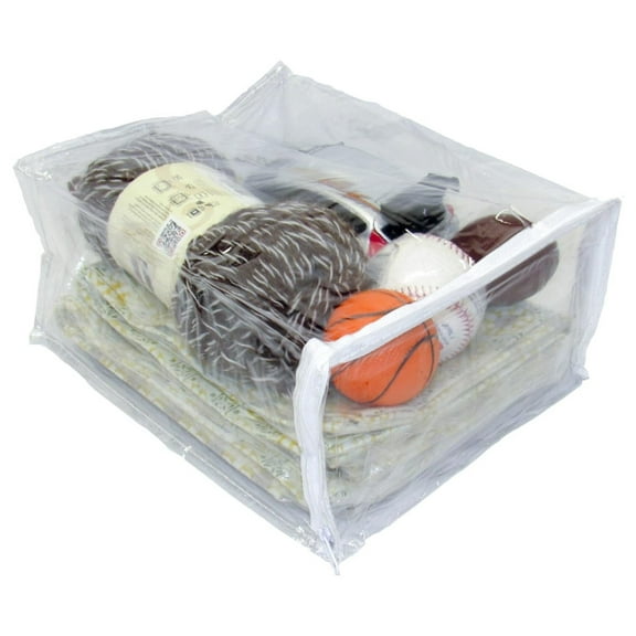 20-Pack Heavy Duty Vinyl Zippered Closet Square Storage Bags (Clear) for Sweaters, Blankets, Arts & Crafts, Toys and Much More! (9" x 11" x 5") 2.1 Gallon