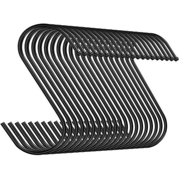 20 Pack Heavy Duty s Hooks Stainless Steel S Shaped Hanging Hooks Hangers for Kitchen, Bathroom, Bedroom and Office (Black)