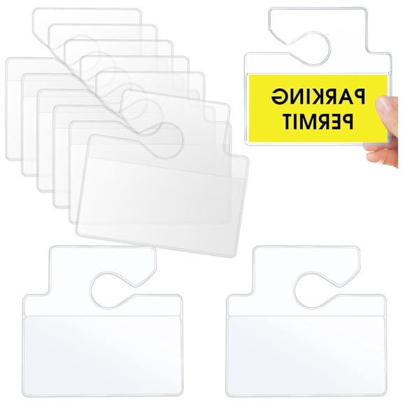 20 Pack Horizontal Parking Lot Pass Holder for Car Rear View Mirror,TGY Parking Permit Hang Tag Holder,Transparent Hang Tag Card Holder for Car Passes Stickers Permits, Car Accessories