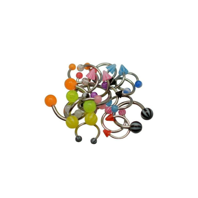 16ga Surgical Steel Multi Use Horseshoe with Acrylic Balls 16ga Surgical Steel Multi Use Horseshoe with Acrylic Balls