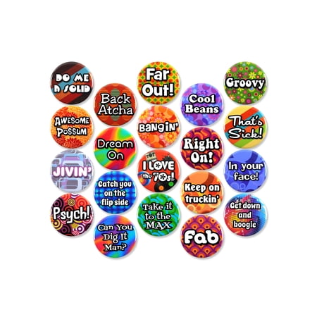 20 Pack - I Love The 70's Retro Slang Pinback Buttons - 1.5 Inch