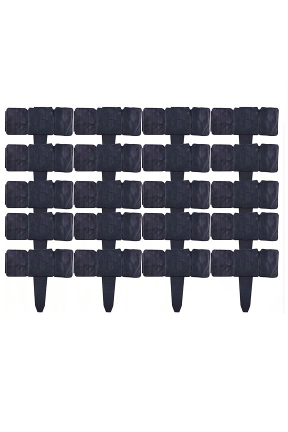 20 Pack Imitation Stone Garden Fence No Dig Landscape Edging Faux Stone Garden Border Plastic Pound in Edging for Landscaping Flower Beds Yard Decorative Artificial Rock Edgers Bricks