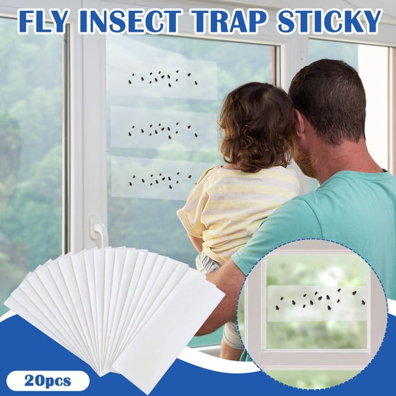 20 Pack Indoor Window Insect Sticky Traps,Paper Strips With Adhesive Tape Clear Design,Catching Houseflies Gnats Moths Fruit Flies And Other Common Household Insects