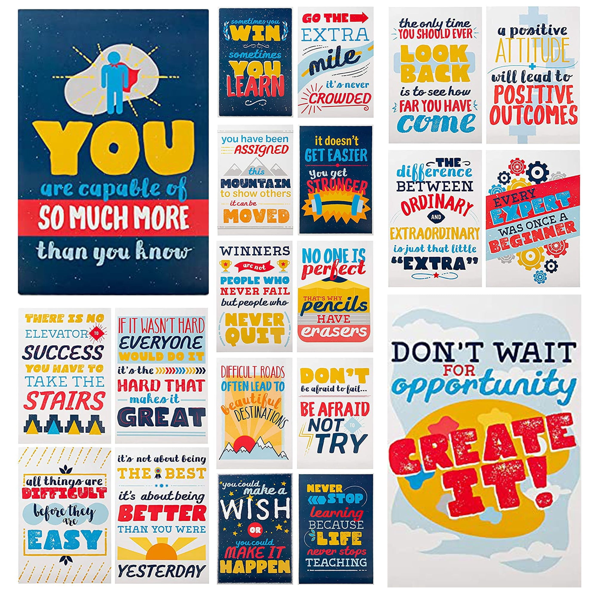 20 Pack Inspirational Posters with Quotes for Teens, Students, Teachers
