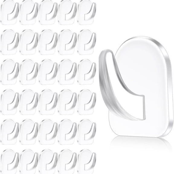 20-Pack Invisible Adhesive Hooks - Heavy Duty Clear Wall Hangers for Bathroom/Kitchen Organization, Damage-Free Removable Hooks for Towels, Utensils and Decor