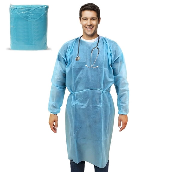 20 Pack - Isolation Gowns Disposable AAMI Level 2 SMS Blue Dental-Medical