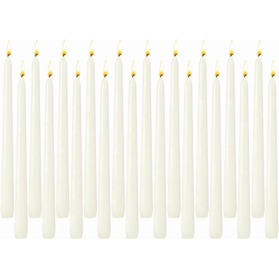 20-Pack Ivory Taper Candles Unscented, 10 Inch Tall Dinner Table Candles for Wedding Centerpieces, Bulk Candles Ticks Smokeless Dripless, Classic White Decorative Candle for Home Decor