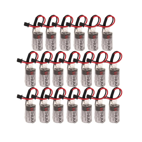 (20-Pack) JZSP-BA01 ER3V 3.6V 1000mAh Replacement PLC Lithium Battery for Toshiba with Plug Non-Rechargeable