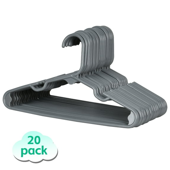 20 Pack Kids Hangers - Plastic Baby Hangers for Closet - Childrens Hangers for Clothes & Infant Hangers for Closet - Ideal for Everyday Standard Use - Gray