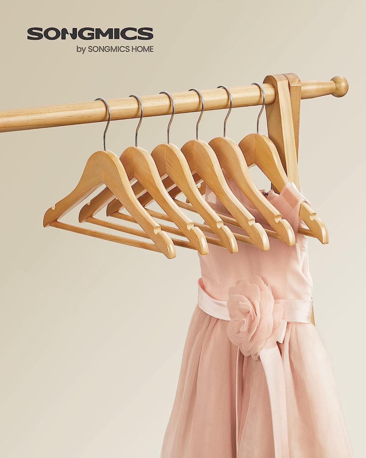 20 Pack Kids Wooden Hangers Baby Hangers Children's Coat Hangers with Pants Bar Natural and Silver