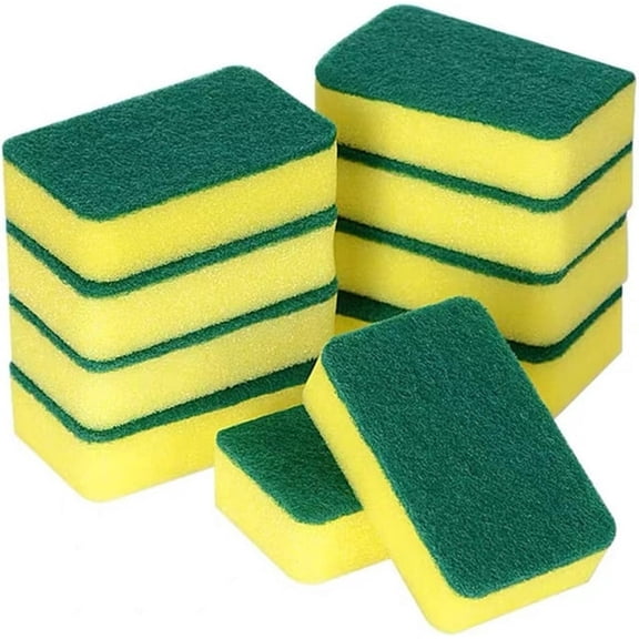 20 Pack Kitchen Cleaning Sponges, Dishwashing Sponges Scouring Pad, Microfiber Sponge, Highly Absorbent, Easy to Foam, More Durable, For Home and Kitchen, Anti-Scratch Scrubbing Sponges,Yellow,20Pack