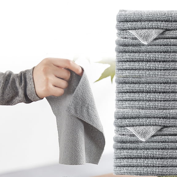 20 Pack Kitchen Wipes No Fluff No Odor, Wenini Super Absorbent Reusable Cleaning Cloths 88% Polyester 12% Nylon, Quick Dry Non-Stick Oil Washable Dishcloths for Kitchen Counter Sink, Gray
