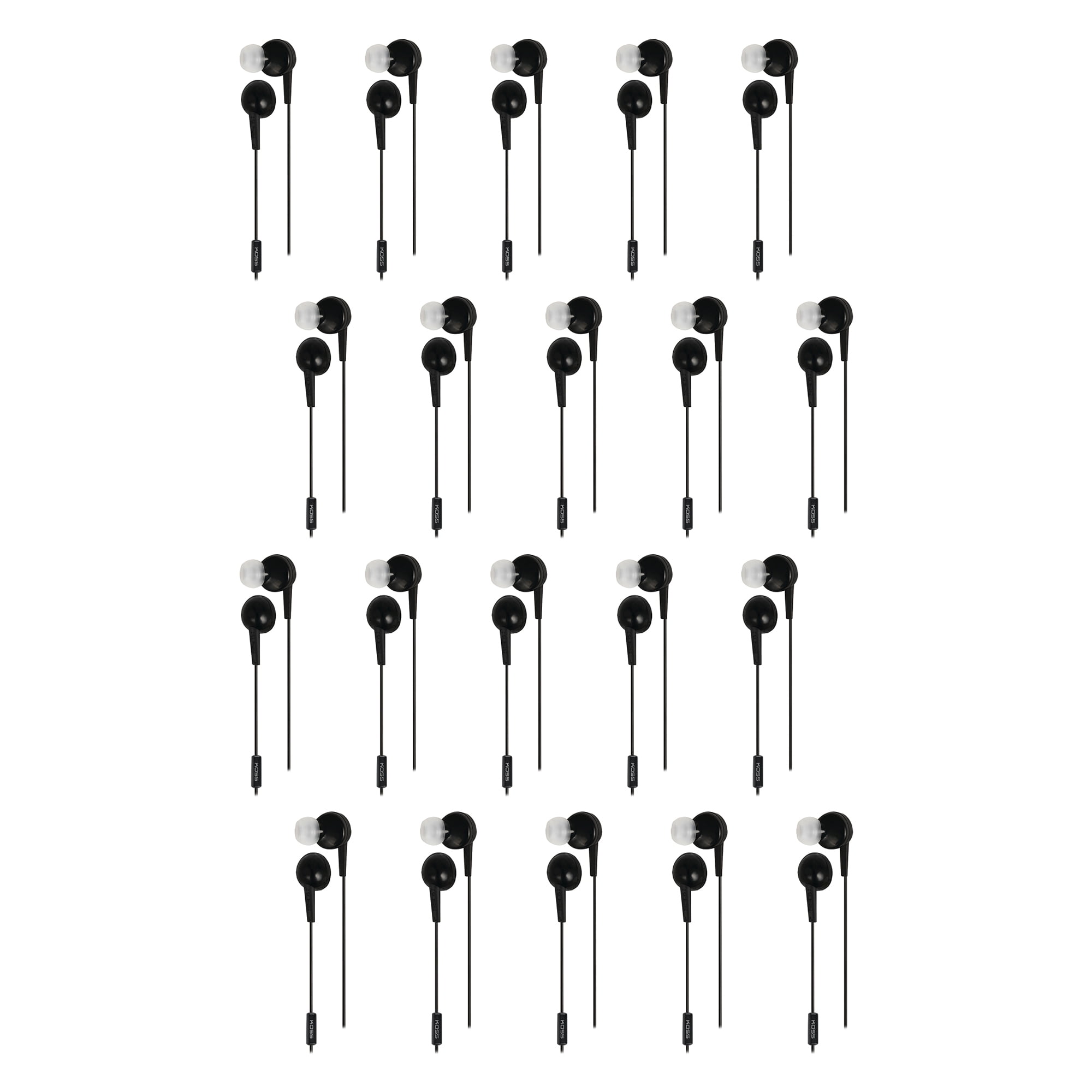 20 Pack Koss 190858 KEB6I Earbuds With Microphone (Black)