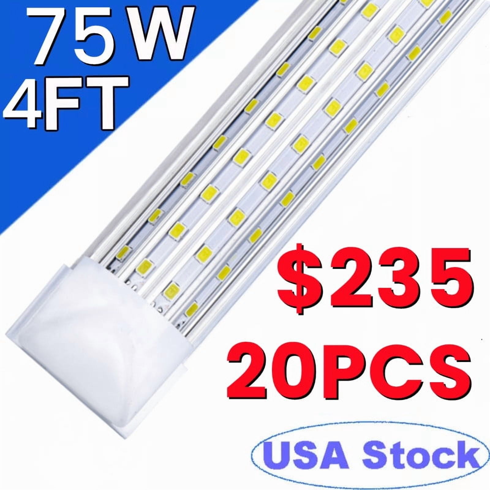 20-Pack LED Shop Light 4ft, T8, 50W Daylight White 6500LM Clear Cover, U Type