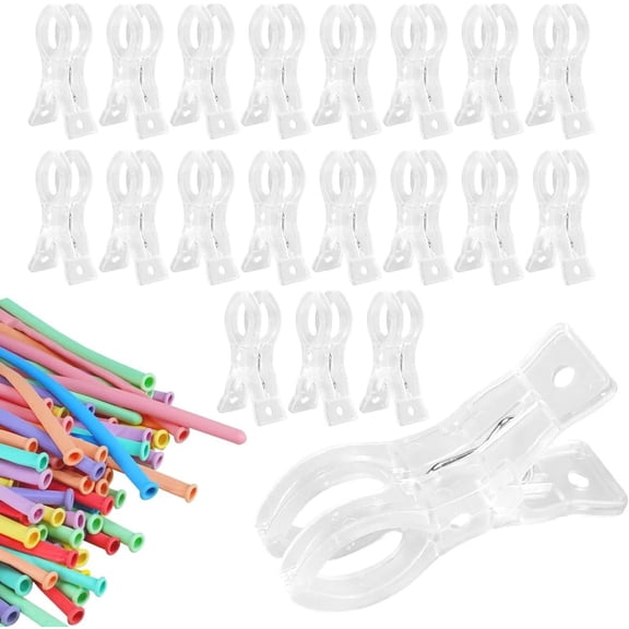 20 Pack Large Balloon Arch Clips, Clear Spring Clamps for Balloon Arch, 100 count Clear 260 Long Balloons 3.5 Inch Plastic Clips Supplies for Backdrop, Birthday Decoration Photography Studios