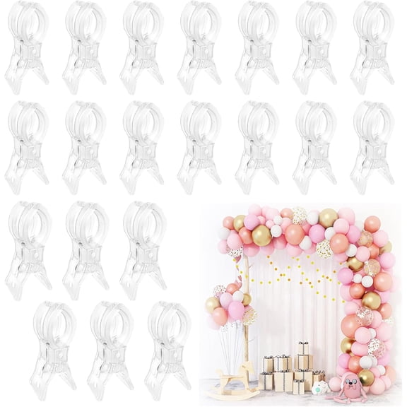 20 Pack Large Balloon Arch Clips Plastic Transparent Backdrop Spring Clamps 3.5 Inch Heavy Duty Clip for Balloon Arch Kit Birthday Decoration Crafts Woodworking Photography Studios