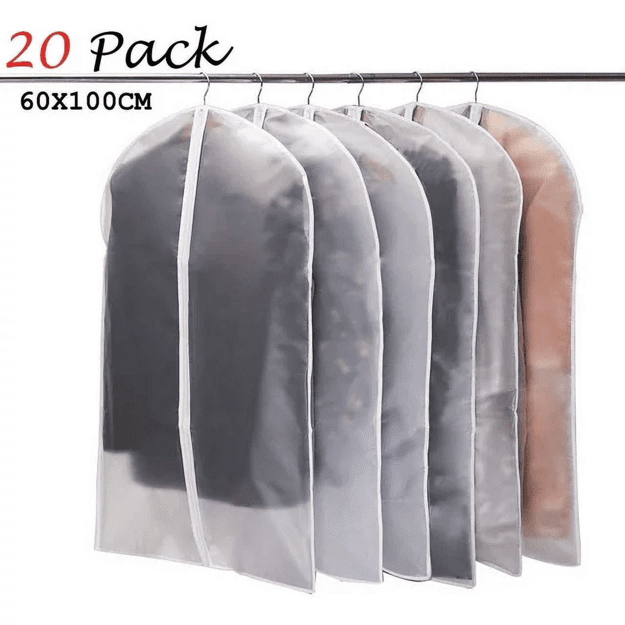 [Newest] Garment Bags for Hanging Cloths, 6.5 Gussetes 40 Moth Proof  Cover Suits Bag with Zipper for Closet Storage Travel, Clear Storage Bags