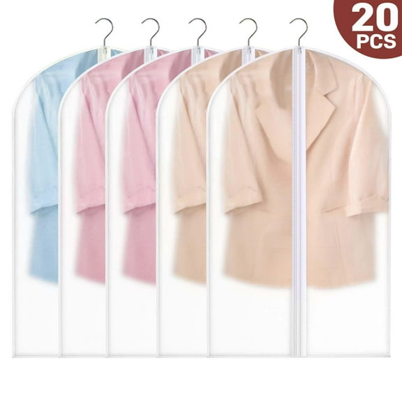 20 Pack Large Clear Garment Bags-Moth Proof Garment Bags,Garment Cover,Hanging, Dress Garment Bags Storage for Travel(40"X 24")