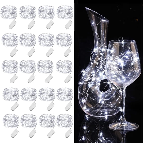 20 Pack Led Fairy Lights Battery Operated 20 LED Firefly Mason Jar Lights, Waterproof Mini LED String Lights for Mason Jars Party Crafts Wedding Decorations, Cool White